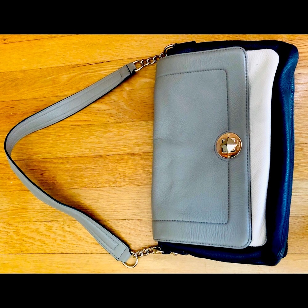 Kate Spade Navy, Cream, Gray Mansfield Lottie Bag